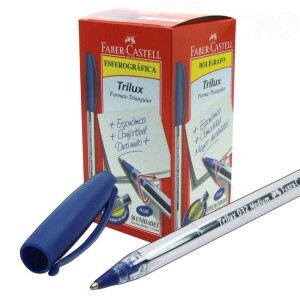 CANETA ESFEROGRAFICA TRILUX PONTA MÉDIA AZUL CX/50