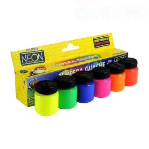 TINTA GUACHE 6 CORES NEON