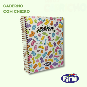 CADERNO FINI COM CHEIRO – 10 MATÉRIAS  CAPA CAUTION SWEET ZONE  FORONI OFICIAL

